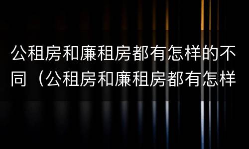 公租房和廉租房都有怎样的不同（公租房和廉租房都有怎样的不同地方）