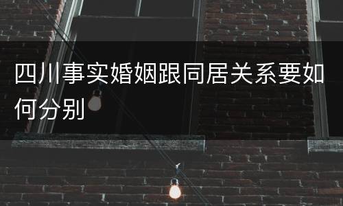 四川事实婚姻跟同居关系要如何分别