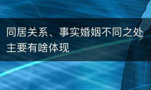 同居关系、事实婚姻不同之处主要有啥体现