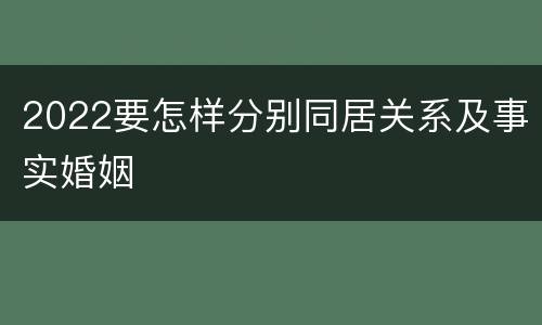 2022要怎样分别同居关系及事实婚姻