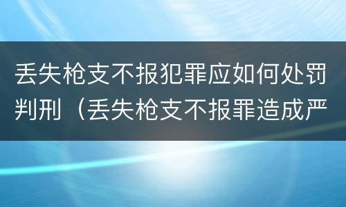 丢失枪支不报犯罪应如何处罚判刑（丢失枪支不报罪造成严重后果）