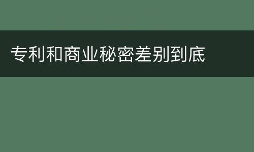 专利和商业秘密差别到底