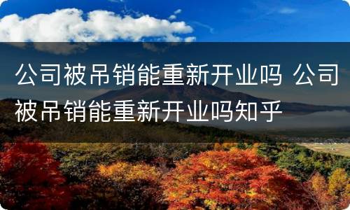 公司被吊销能重新开业吗 公司被吊销能重新开业吗知乎