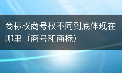 商标权商号权不同到底体现在哪里（商号和商标）