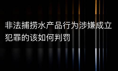 非法捕捞水产品行为涉嫌成立犯罪的该如何判罚