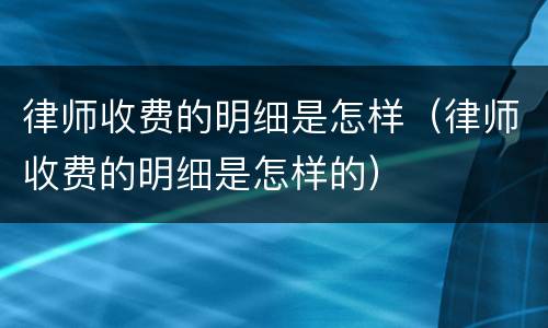 律师收费的明细是怎样（律师收费的明细是怎样的）