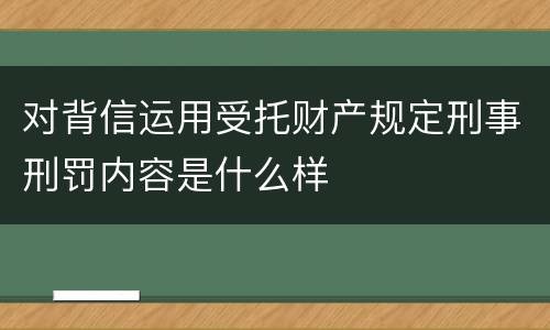 对背信运用受托财产规定刑事刑罚内容是什么样