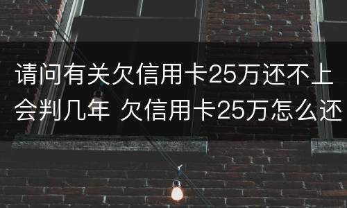 请问有关欠信用卡25万还不上会判几年 欠信用卡25万怎么还比较好