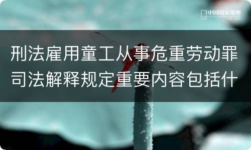 刑法雇用童工从事危重劳动罪司法解释规定重要内容包括什么