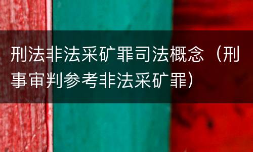 刑法非法采矿罪司法概念（刑事审判参考非法采矿罪）