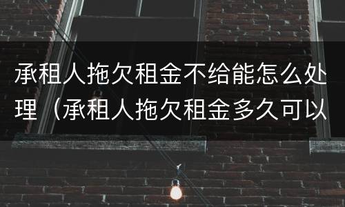 承租人拖欠租金不给能怎么处理（承租人拖欠租金多久可以解除合同）