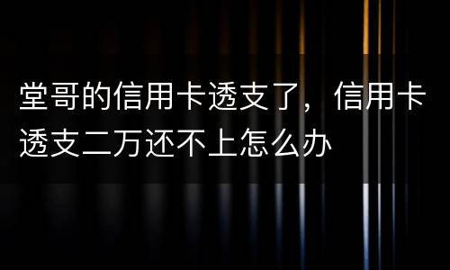 堂哥的信用卡透支了，信用卡透支二万还不上怎么办