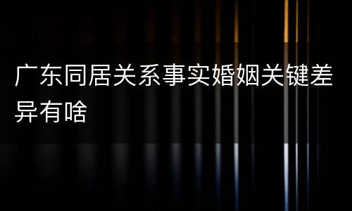 广东同居关系事实婚姻关键差异有啥