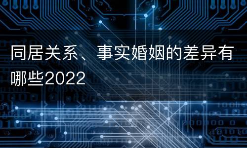 同居关系、事实婚姻的差异有哪些2022