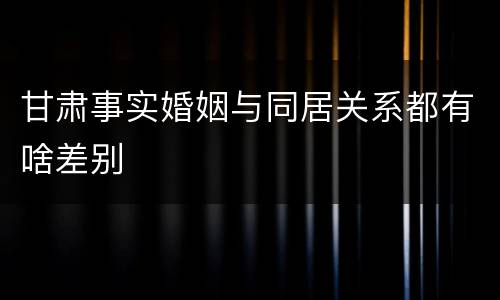 甘肃事实婚姻与同居关系都有啥差别