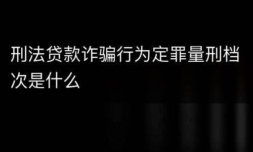 刑法贷款诈骗行为定罪量刑档次是什么