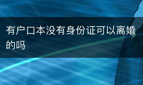 有户口本没有身份证可以离婚的吗