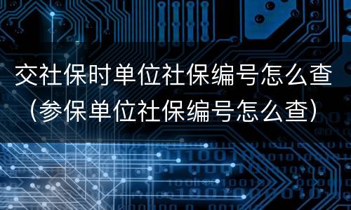 交社保时单位社保编号怎么查（参保单位社保编号怎么查）