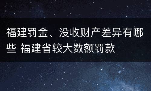 福建罚金、没收财产差异有哪些 福建省较大数额罚款