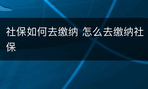 社保如何去缴纳 怎么去缴纳社保