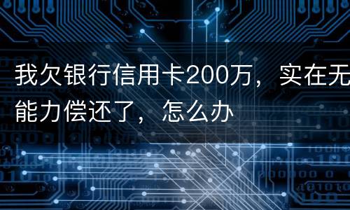 我欠银行信用卡200万，实在无能力偿还了，怎么办