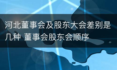 河北董事会及股东大会差别是几种 董事会股东会顺序