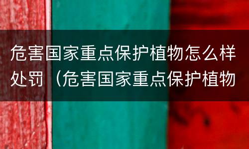 危害国家重点保护植物怎么样处罚（危害国家重点保护植物罪属于什么犯罪类型）