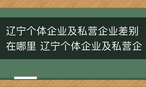 辽宁个体企业及私营企业差别在哪里 辽宁个体企业及私营企业差别在哪里查