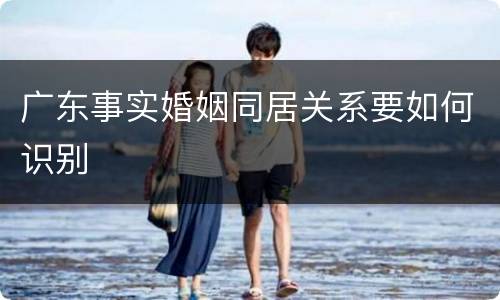 广东事实婚姻同居关系要如何识别