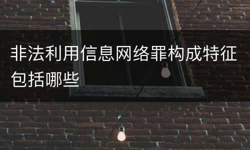 非法利用信息网络罪构成特征包括哪些