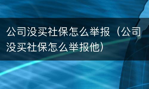 公司没买社保怎么举报（公司没买社保怎么举报他）