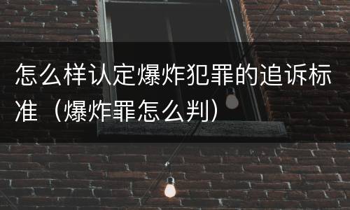 怎么样认定爆炸犯罪的追诉标准（爆炸罪怎么判）