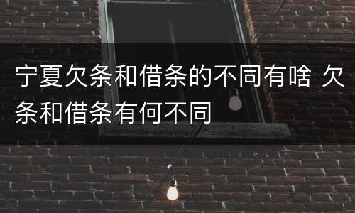 宁夏欠条和借条的不同有啥 欠条和借条有何不同