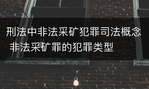 刑法中非法采矿犯罪司法概念 非法采矿罪的犯罪类型