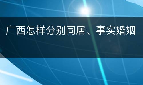 广西怎样分别同居、事实婚姻