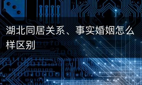 湖北同居关系、事实婚姻怎么样区别