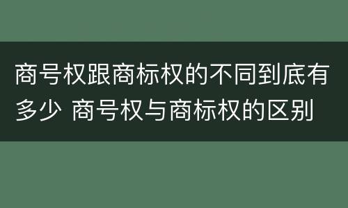 商号权跟商标权的不同到底有多少 商号权与商标权的区别