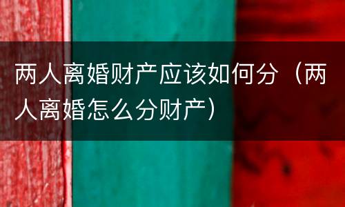 两人离婚财产应该如何分（两人离婚怎么分财产）