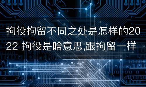 拘役拘留不同之处是怎样的2022 拘役是啥意思,跟拘留一样吗