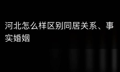 河北怎么样区别同居关系、事实婚姻