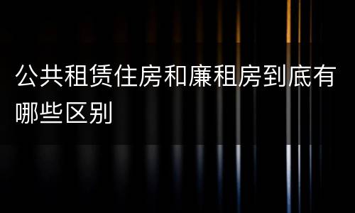 公共租赁住房和廉租房到底有哪些区别