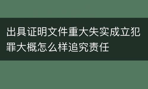 出具证明文件重大失实成立犯罪大概怎么样追究责任