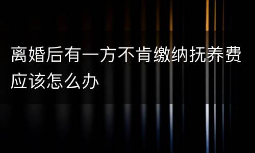 离婚后有一方不肯缴纳抚养费应该怎么办