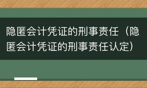 隐匿会计凭证的刑事责任（隐匿会计凭证的刑事责任认定）