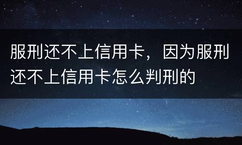 服刑还不上信用卡，因为服刑还不上信用卡怎么判刑的