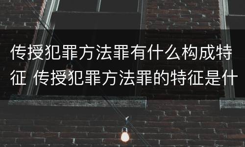 传授犯罪方法罪有什么构成特征 传授犯罪方法罪的特征是什么