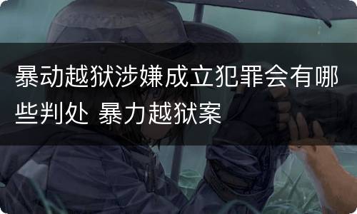 暴动越狱涉嫌成立犯罪会有哪些判处 暴力越狱案