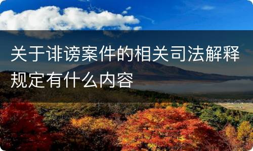 关于诽谤案件的相关司法解释规定有什么内容