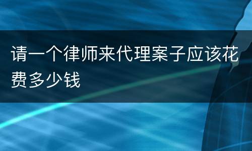 请一个律师来代理案子应该花费多少钱