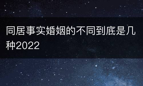 同居事实婚姻的不同到底是几种2022